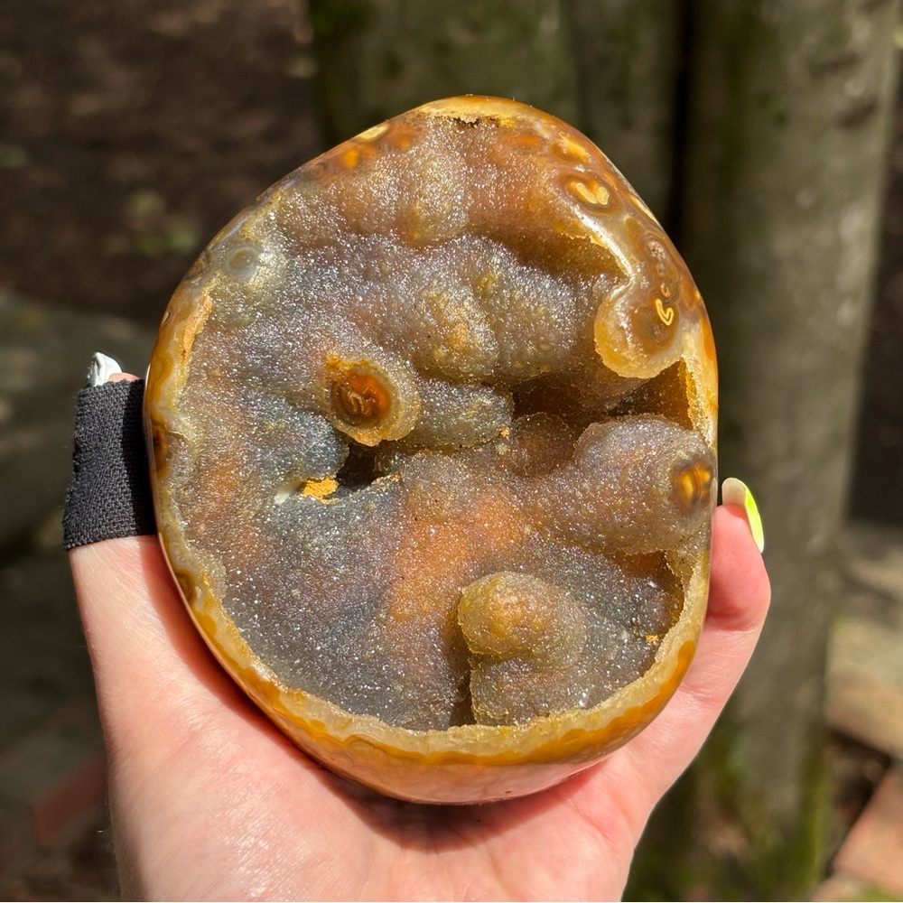 Botryoidal Tube Agate with Druzy Quartz & Orbicular Eyes